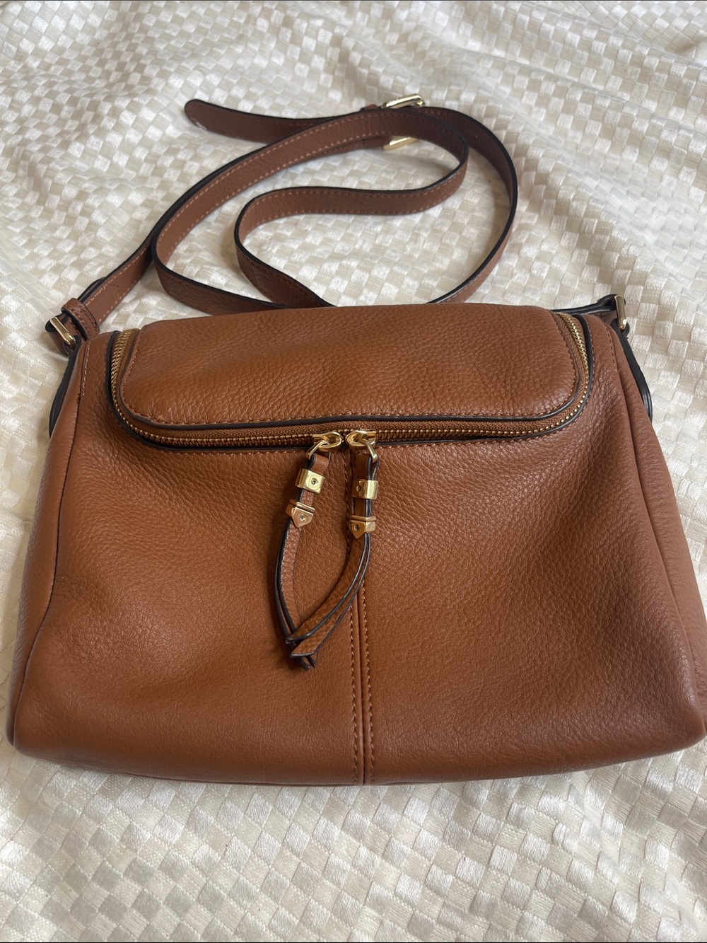 Vince Cumuto Brown Pebbled Leather Crossbody Bag - Timeless Women's Crossbody